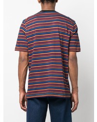 blaues horizontal gestreiftes T-Shirt mit einem Rundhalsausschnitt von PS Paul Smith