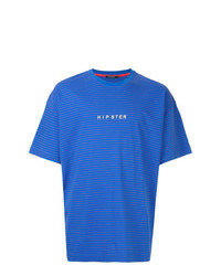 blaues horizontal gestreiftes T-Shirt mit einem Rundhalsausschnitt von GUILD PRIME