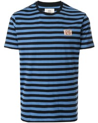 blaues horizontal gestreiftes T-Shirt mit einem Rundhalsausschnitt von Kent & Curwen