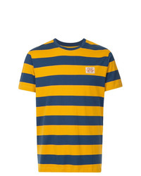 blaues horizontal gestreiftes T-Shirt mit einem Rundhalsausschnitt von Kent & Curwen