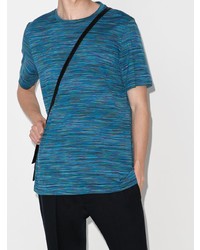 blaues horizontal gestreiftes T-Shirt mit einem Rundhalsausschnitt von Missoni