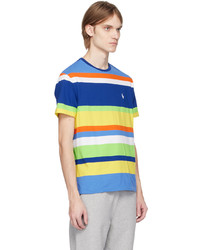 blaues horizontal gestreiftes T-Shirt mit einem Rundhalsausschnitt von Polo Ralph Lauren