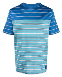 blaues horizontal gestreiftes T-Shirt mit einem Rundhalsausschnitt von Paul Smith