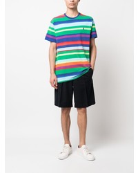 blaues horizontal gestreiftes T-Shirt mit einem Rundhalsausschnitt von Polo Ralph Lauren