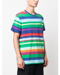 blaues horizontal gestreiftes T-Shirt mit einem Rundhalsausschnitt von Polo Ralph Lauren