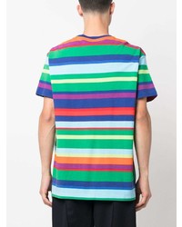 blaues horizontal gestreiftes T-Shirt mit einem Rundhalsausschnitt von Polo Ralph Lauren