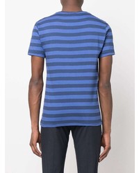 blaues horizontal gestreiftes T-Shirt mit einem Rundhalsausschnitt von Polo Ralph Lauren