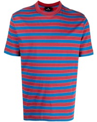 blaues horizontal gestreiftes T-Shirt mit einem Rundhalsausschnitt von PS Paul Smith