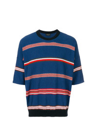 blaues horizontal gestreiftes T-Shirt mit einem Rundhalsausschnitt von Roberto Collina