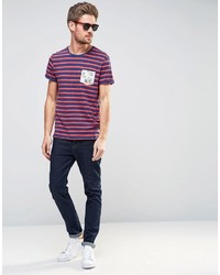 blaues horizontal gestreiftes T-Shirt mit einem Rundhalsausschnitt von Esprit