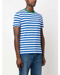 blaues horizontal gestreiftes T-Shirt mit einem Rundhalsausschnitt von Polo Ralph Lauren