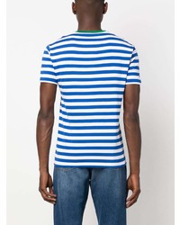 blaues horizontal gestreiftes T-Shirt mit einem Rundhalsausschnitt von Polo Ralph Lauren