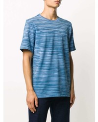 blaues horizontal gestreiftes T-Shirt mit einem Rundhalsausschnitt von Missoni