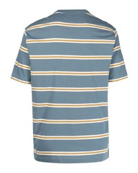 blaues horizontal gestreiftes T-Shirt mit einem Rundhalsausschnitt von PS Paul Smith