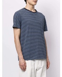 blaues horizontal gestreiftes T-Shirt mit einem Rundhalsausschnitt von Polo Ralph Lauren