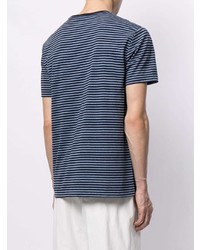 blaues horizontal gestreiftes T-Shirt mit einem Rundhalsausschnitt von Polo Ralph Lauren