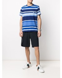 blaues horizontal gestreiftes T-Shirt mit einem Rundhalsausschnitt von Polo Ralph Lauren