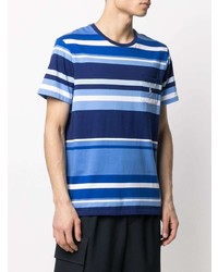 blaues horizontal gestreiftes T-Shirt mit einem Rundhalsausschnitt von Polo Ralph Lauren