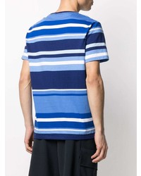 blaues horizontal gestreiftes T-Shirt mit einem Rundhalsausschnitt von Polo Ralph Lauren