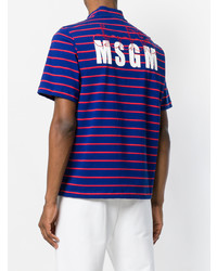 blaues horizontal gestreiftes T-Shirt mit einem Rundhalsausschnitt von MSGM