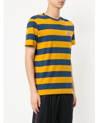 blaues horizontal gestreiftes T-Shirt mit einem Rundhalsausschnitt von Kent & Curwen