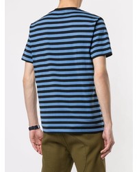 blaues horizontal gestreiftes T-Shirt mit einem Rundhalsausschnitt von Kent & Curwen