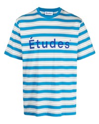 blaues horizontal gestreiftes T-Shirt mit einem Rundhalsausschnitt von Études