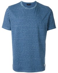 blaues horizontal gestreiftes T-shirt von Paul Smith