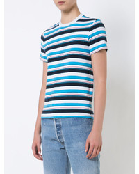 blaues horizontal gestreiftes T-shirt von RE/DONE