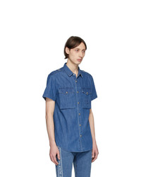 blaues Jeans Kurzarmhemd von Balmain
