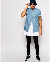 blaues Jeans Kurzarmhemd von Asos