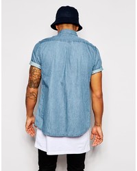 blaues Jeans Kurzarmhemd von Asos