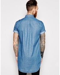 blaues Jeans Kurzarmhemd von Asos