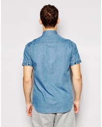 blaues Jeans Kurzarmhemd von Jack and Jones