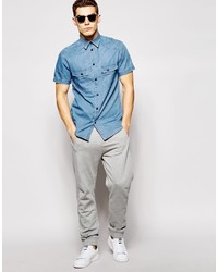 blaues Jeans Kurzarmhemd von Jack and Jones