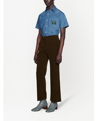 blaues Jeans Kurzarmhemd von Gucci