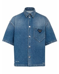 blaues Jeans Kurzarmhemd von Prada