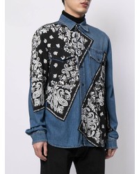 blaues Jeanshemd mit Paisley-Muster von VERSACE JEANS COUTURE