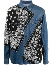 blaues Jeanshemd mit Paisley-Muster von VERSACE JEANS COUTURE