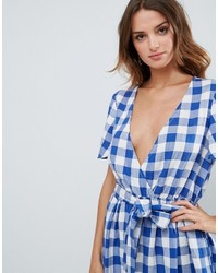 blaues Kleid mit Vichy-Muster von Asos