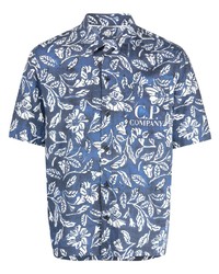 blaues Kurzarmhemd mit Blumenmuster von C.P. Company