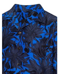 blaues Kurzarmhemd mit Blumenmuster von Prada