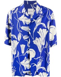 blaues Kurzarmhemd mit Blumenmuster von Paul Smith