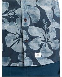 blaues Kurzarmhemd mit Blumenmuster von Quiksilver