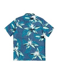 blaues Kurzarmhemd mit Blumenmuster von Quiksilver