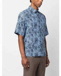 blaues Kurzarmhemd mit geometrischem Muster von Sandro