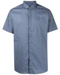 blaues Kurzarmhemd mit Karomuster von Armani Exchange