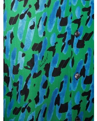 blaues Kurzarmhemd mit Leopardenmuster von Salvatore Ferragamo