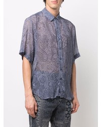 blaues Kurzarmhemd mit Paisley-Muster von Etro