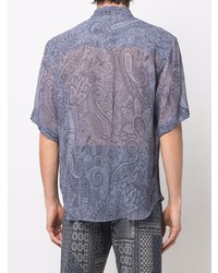 blaues Kurzarmhemd mit Paisley-Muster von Etro